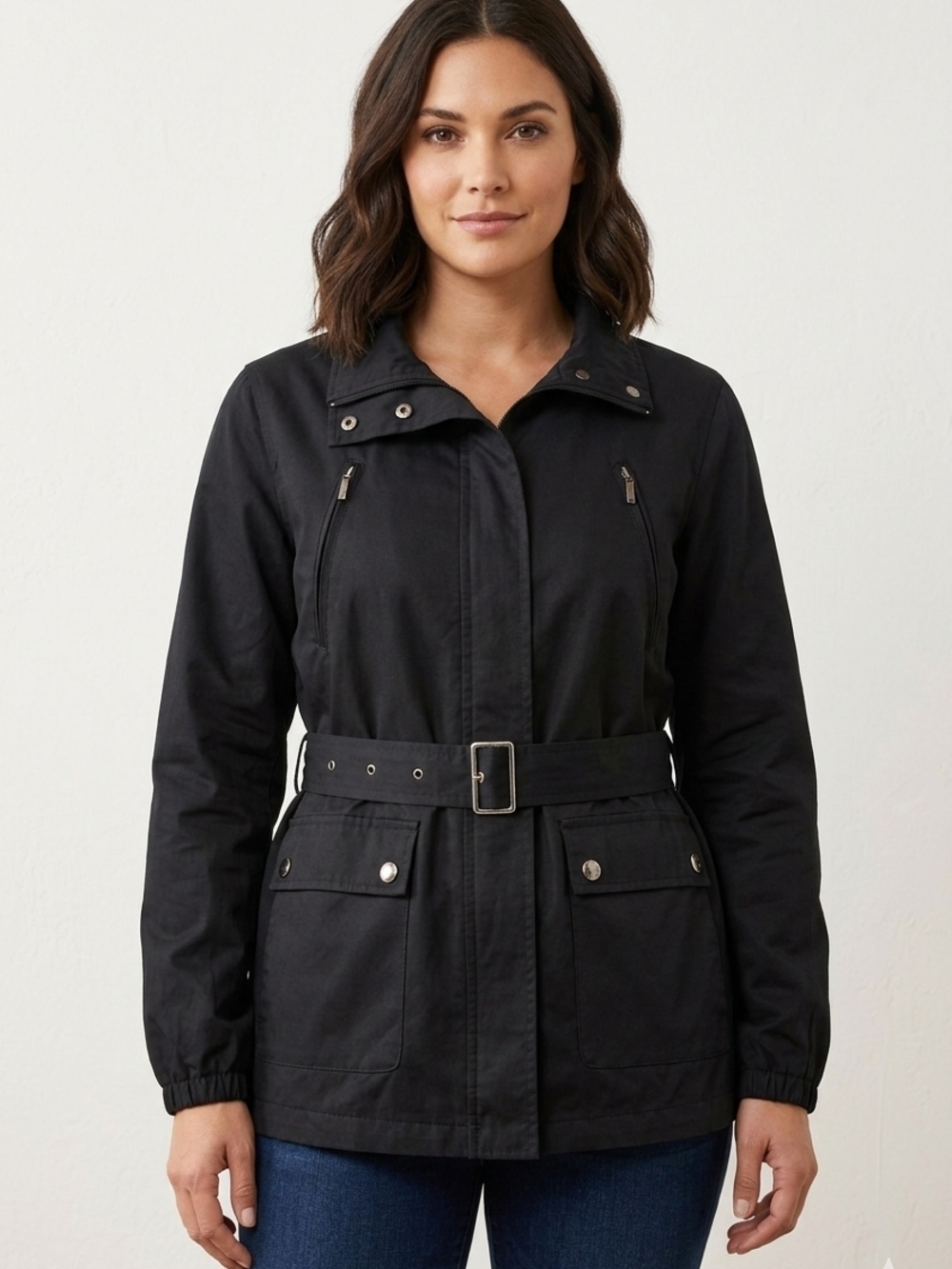 Liz Claiborne Black Belted Utility Jacket